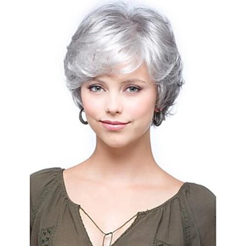 Wigs for Women Synthetic Shourt Curly Hair Gray Wigs Daily Use or Cosplay High Temperature Fiber Wigs