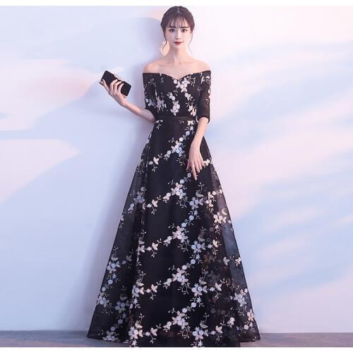 Luxury Embroidery Lace Flower Sexy Sweetheart Neck Evening Dresses 2020 Half Sleeve Fashion Evening Gowns Real Photo