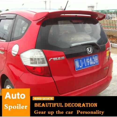 For Honda JAZZ Spoiler 2008-2013 FIT High Quality ABS Material Car Rear Wing Primer Color Trunk Rear Spoiler Decoration 2011
