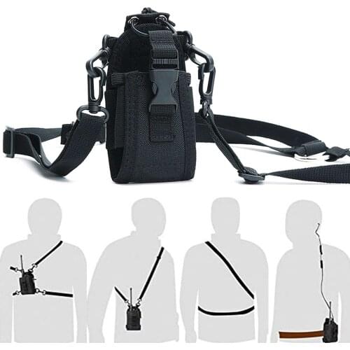 Tactical Walkie Talkie Bag Hunting Nylon Radio Magazine Pouch Portable Pack Molle Interphone Holder With Arm/Shoulder/Belt Strap