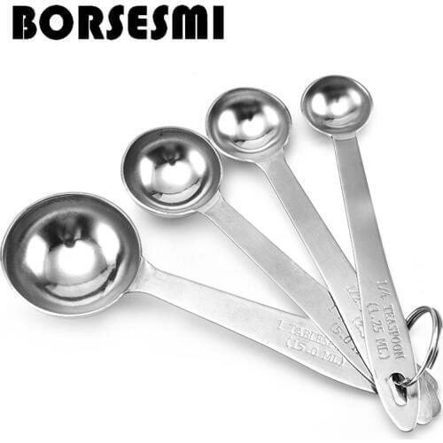 Unique kitchen gadgets 4 in1 Powder Measuring Spoon stainless steel tea spoon kitchen accessories Mini Coffee measuring scoop