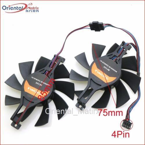 Free Shipping 2pcs/Lot 12V VGA Fan For iGame GTX1050TI GTX950 GTX960 GTX970 Graphics Card Cooling Fan 4Wire 4Pin