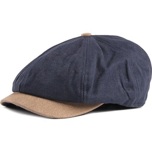 2019 Vintage Newsboy Cap Men Octagonal Hat Casual Navy Solid Color Spring Autumn New Korean Painters Beret