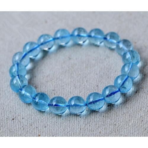 Newly Genuine Natural Blue Quartz Crystal Round Beads Bracelets For Women Clear Stretch Charm Crystal Stone Bracelet Femme 11mm