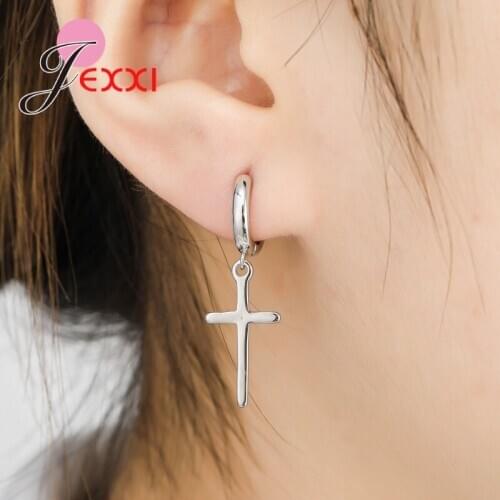 Cross Drop Earrings For Women Trend 925 Sterling Silver Hanging Earrings Accessories Brinco Oorbellen