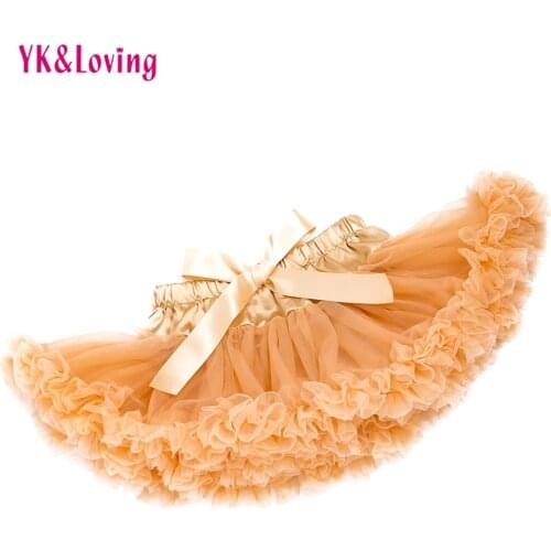 GOLD Baby Girls Skirt Chiffon Tutu Sparkle Skirt Princess Party Newborn Pettiskirts Silk Ballet clothes YK&Loving TS138