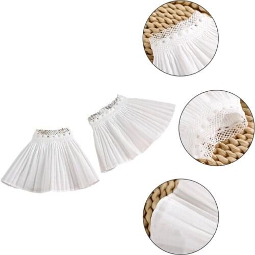 1 Pair Women Wrist Cuffs Solid Color Lace Pleated Horn Cuffs Detachable Shirt False Sleeves Detachable Sleeves For Women