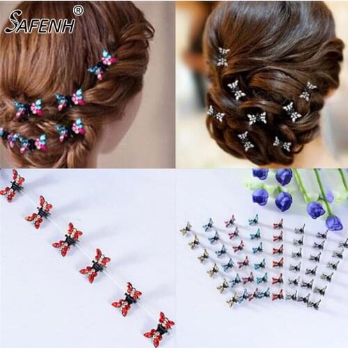12pcs/pack Shiny Butterfly Shape Hair Claws For Girls Cute Hairpins Women Rhinestone Headwear Hair Accessories