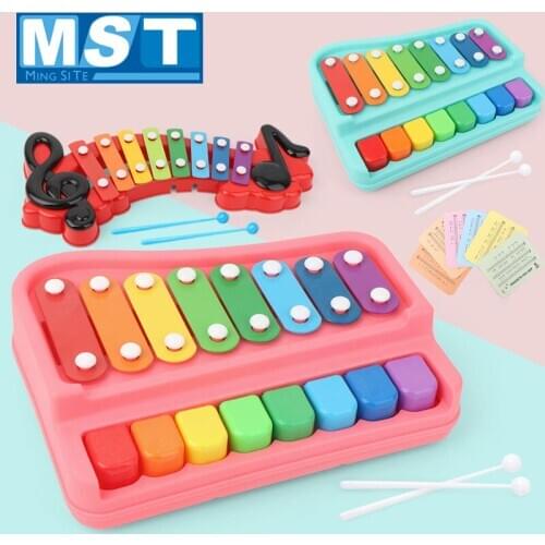 2 in 1 Colorful Music Note Percussion Hand Knocking Piano Toys Musical Instrument For Baby Early Educational Toys Children Gifts