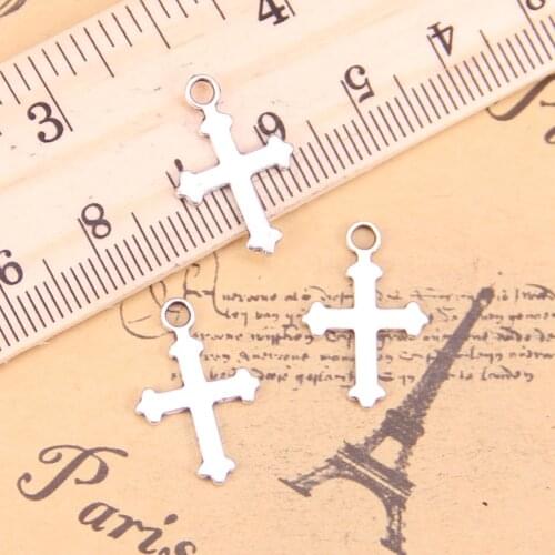 40pcs Charms double sided cross 19x12mm Antique Pendants,Vintage Tibetan Silver Jewelry,DIY for bracelet necklace
