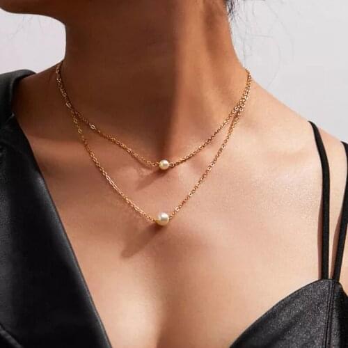 2018 KBJW Original Factory Direct Jewelry Handmade Imitation Pearl Pendant Necklace Layered Chain Accessories Gift for Christmas