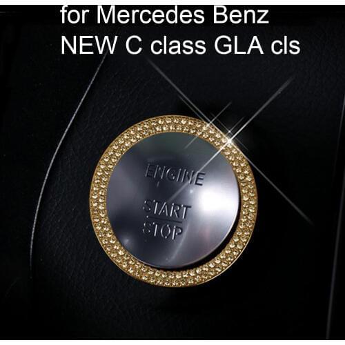 3 colors Start Stop Engine Ignition Switch Button Ring Cover Sticker Diamond for M-ercedes-Benz interior refit NEW C class GLA