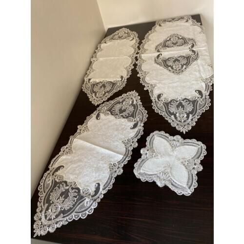 5 Parça Fransız Dantelli Kadife Salon Takımı