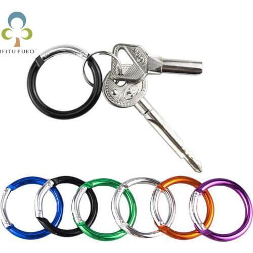 5Pcs Aluminum Alloy Plated Gate Spring O-Ring Buckles Clips Carabiner Purses Handbags Round Push Trigger Snap Carabiner GYH