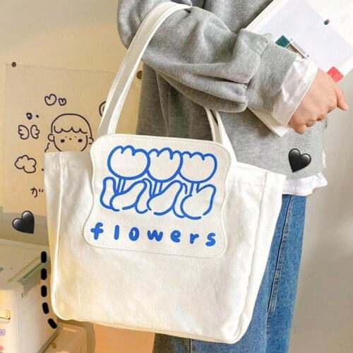 5 Styles Excellent Shoulder Bag All-match Large Capacity Cartoon Canvas Printed Women Shopping Bag Handbag for Shopping
