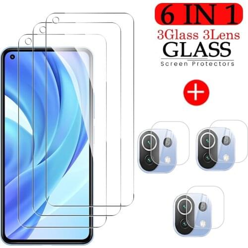 6 in 1 for xiaomi mi 11 lite screen protector tempered glass for xiaomi xiomi redmi note 8t pro xioamei 11 lite light phone film