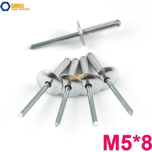60 Pieces M5*8 Aluminum Large Flange Blind Rivet Pop Rivet Open End