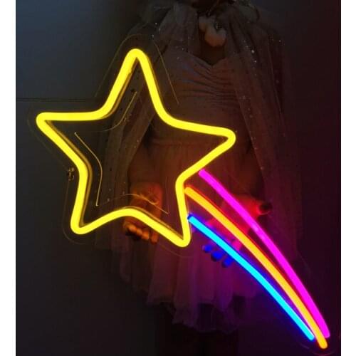 14“ Shooting Star Acrylic Custom Neon Light Lamp Sign Beer Bar Handmade Real Glass Decorate Home Wall Room Windows Tube Artwork