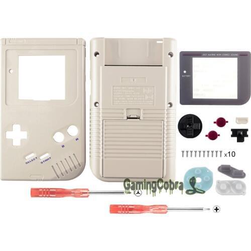 EXtremeRate Gray Solid Full Housing Shell Buttons with Screen Len for Gameboy DMG-01