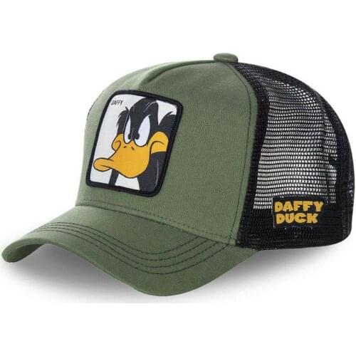 DAFFY Duck Mesh Hat Summer Baseball Cap Women Men Green Snapback Cartoon Net Hat Drop Shipping