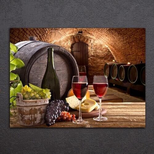 Oak Barrel and Wine CanvasPainting Oil Painting Decorative Cuadros Decoracion Salon Wall Pictures for Living Room Kitchen Paris