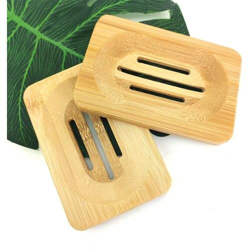 Wooden Natural Bamboo Soap Dishes Tray Holder Storage Soap Rack Plate Box Container Portable Bathroom Soap Dish Storage Box