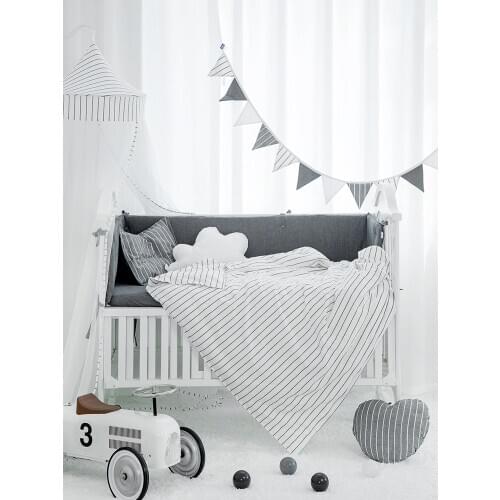 INS Minimalist Washed Cotton Baby Bedding Newborn Bedding Mosquito Net Baby Crib Bumper Bed Surround Quilt Single Product