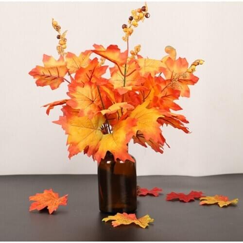 Artificial Autumn Leaves Bush Fall Maple Leaf Plant Vine Flower Decor