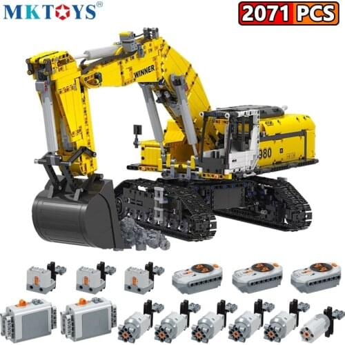 MKTOYS Technical Excavator 2071PCS RC Building Blocks Toys for Adult Bricks Track Vehicle Machine Engineering Car Gifts for Kids