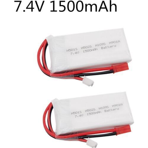 2PCS 7.4v 1500 mAh Li-ion Battery For H501S H502S H109S H901A Transmitter Remote Controller lipo 2s 1500mAh Battery