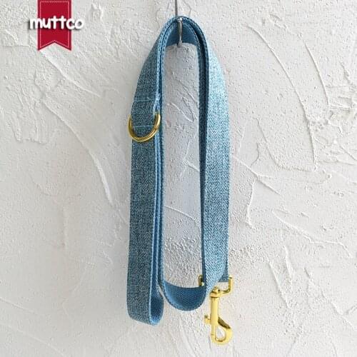 MUTTCO adjustable pet collar for training comfortable puppy necklace THE SKY BLUE SUIT handmade dog leash 5 sizes UDC071B
