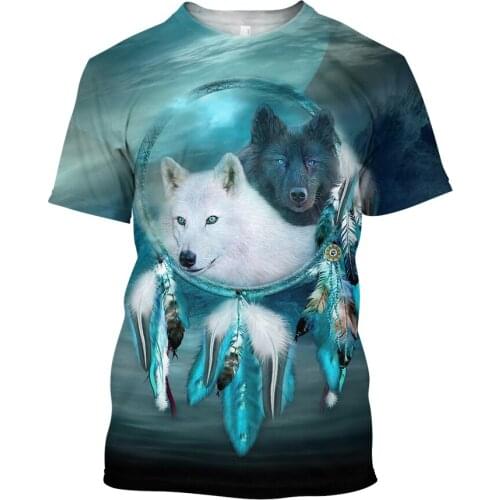 CLOOCL Men T-shirt The Starry Cute Wolf 3D Print Animal Short Sleeve Funny Tee Shirts Harajuku Summer Unisex Streetwear Tops