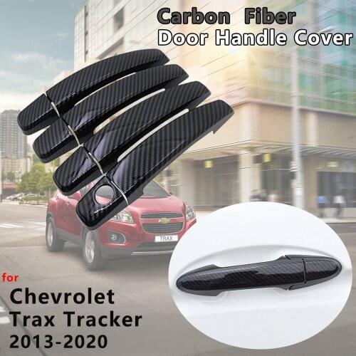 Gloss Black Carbon Fiber Door Handle Cover Trim Accessories for Chevrolet Holden Trax Tracker 2013 2014 2015 2016 2017 2018 2019