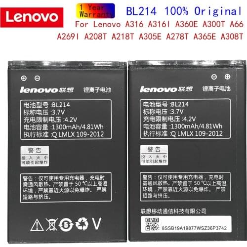Original Lenovo BL214 Phone Battery for Lenovo A368 A369i A316 A208 A269 Bateria Batteries Batterie