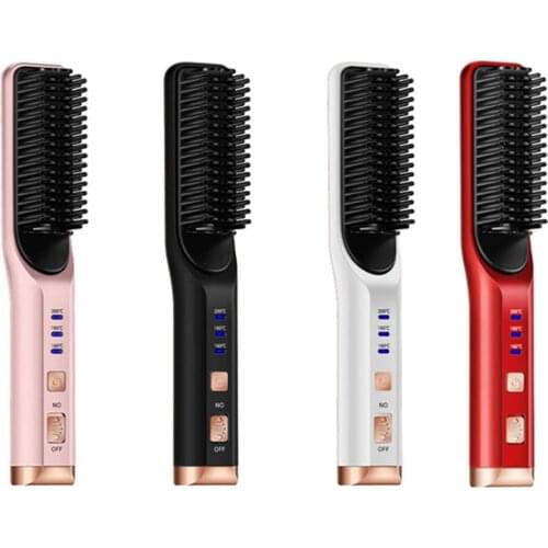 Rechargeable Hair Straightening Iron Temperature Control Electric Hair Brush Straightener Comb Curling Brush Styling Hairstyle