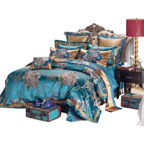 Silk Embroidery Luxury Four-Piece Cotton Bedding Set Home Textile Tribute Silk Jacquard bed cover set home bedding