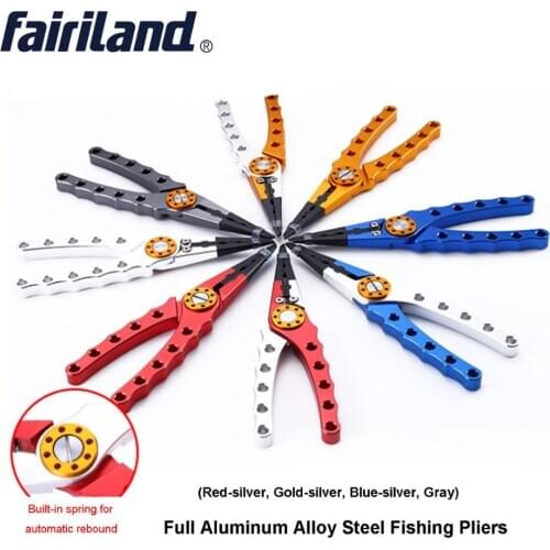 4 colors Aluminum Alloy Fishing Pliers Split Ring Cutter Fishing Holder Tackle with Sheath&Retractable Tether Combo Hook Remover