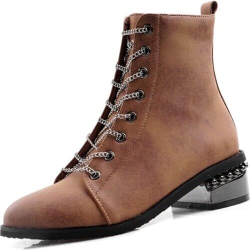 Big Size boots women shoes ankle boots for women ladies boots shoes woman winter Cross strap side zipper