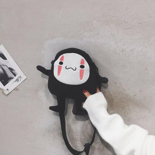 Cute Cartoon Japan Anime Faceless No Face Man Plush Bag Hayao Miyazaki Messenger Bag for Kids Adults