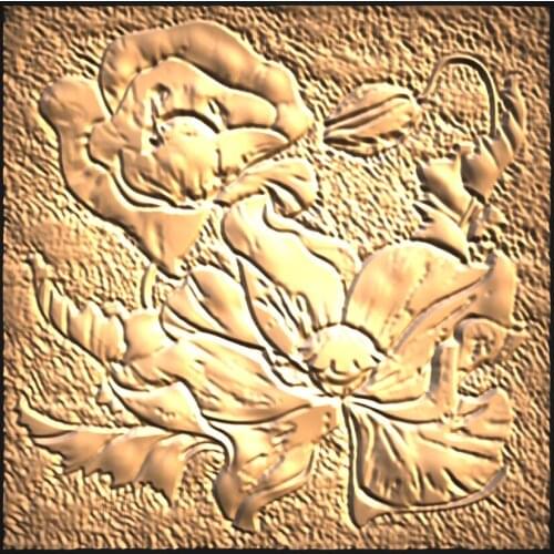 Stl model flower square panel 3d model relief for cnc machine in STL file format _decor relief