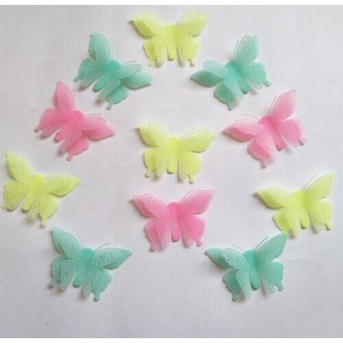 Luminous Double Layer Butterfly Sticker Wall Sticker Decoration Fluorescent Living Bedroom Children Kid Room Home Decor 6PCS