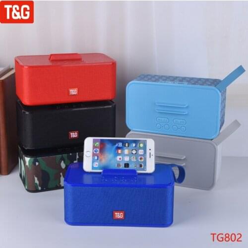 T&G TG802 New Portable Loudspeaker Wireless Speaker Bluetooth Stereo Subwoofer Handheld Speakers Phone Holder Support TF FM AUX