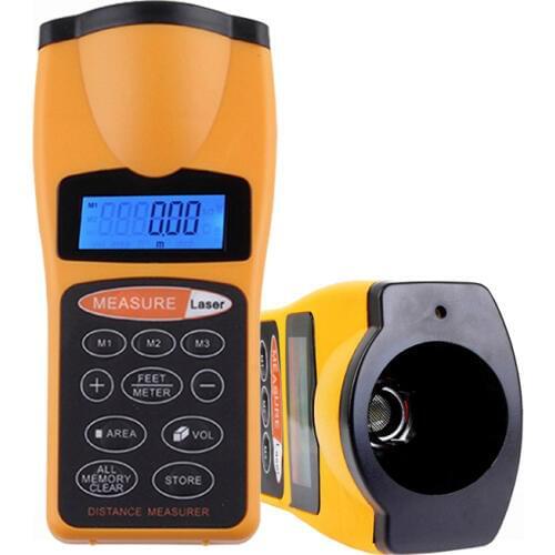CP3007 Ultrasonic Distance Area Volume Measurer Telemetre Range Finder Contractor-grade With Laser Pointer Tool LCD Backlight