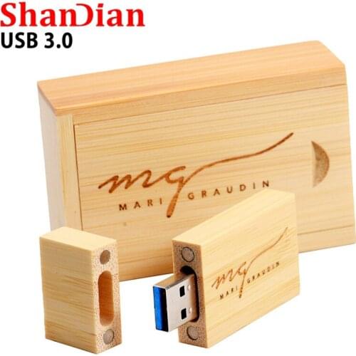 Free Custom LOGO Wooden Block USB3.0 Flash Drive 4GB 8GB 16GB 32GB 64GB 128GB Wedding Photography Pen Drives High Speed U Disk