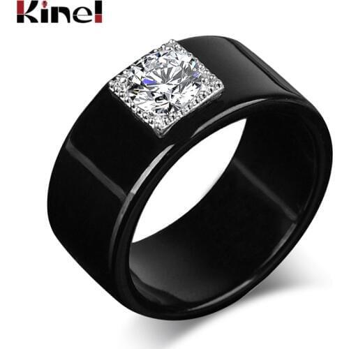 Kinel Vintage Wedding Rings For Women Punk Rock Silver Color Zircon Black Men Ring Engagement Jewelry 2019 New