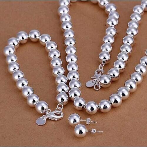Factory price top quality 925 sterling silver jewelry sets 925 silver necklace bracelet earring free shipping SMTS082