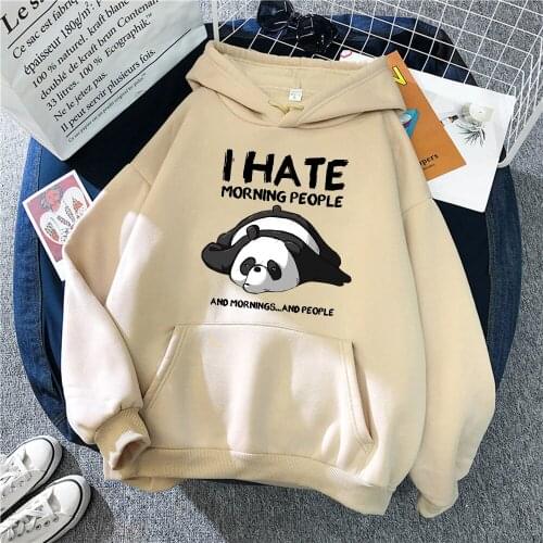 Cute Panda Sleeps Print 2020 New WomenS Sweatshirt Warm Vintage Pullover For Women Fashion Korean Round Neck Hoodie Female