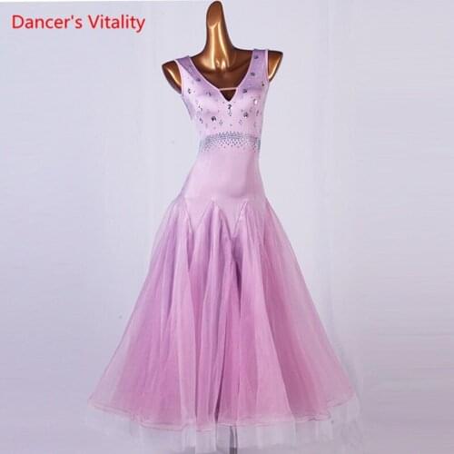 Modern Dance Female Adult Temperament V-neck Dress Ballroom Waltz Dancing Big Swing Skirt High-end Custom Performance Clothes