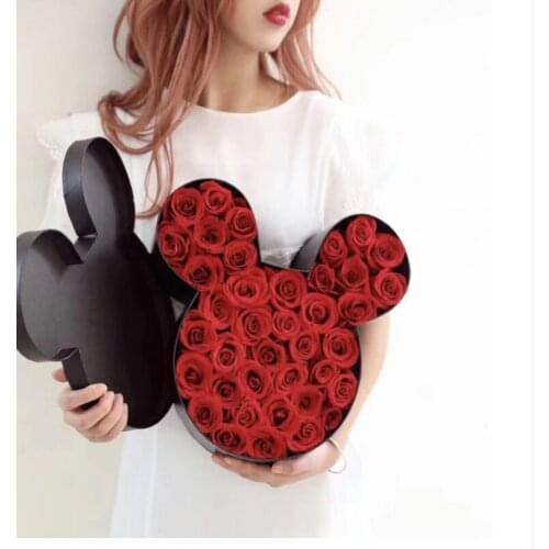 1pcs Mickey flower box rose bundle Lovely and exquisite birthday Immortal christmas decor gift pink boxes for packaging rose