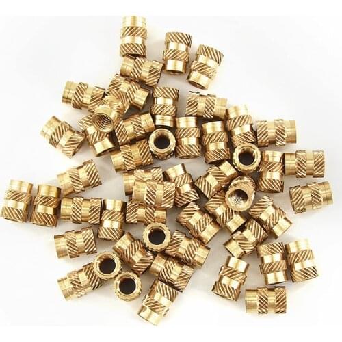 10pcs Mellow Brass Hot Melt Inset Nuts Heating Molding Copper Thread 3D Printer Parts SL-type Double Twill Knurled Injection